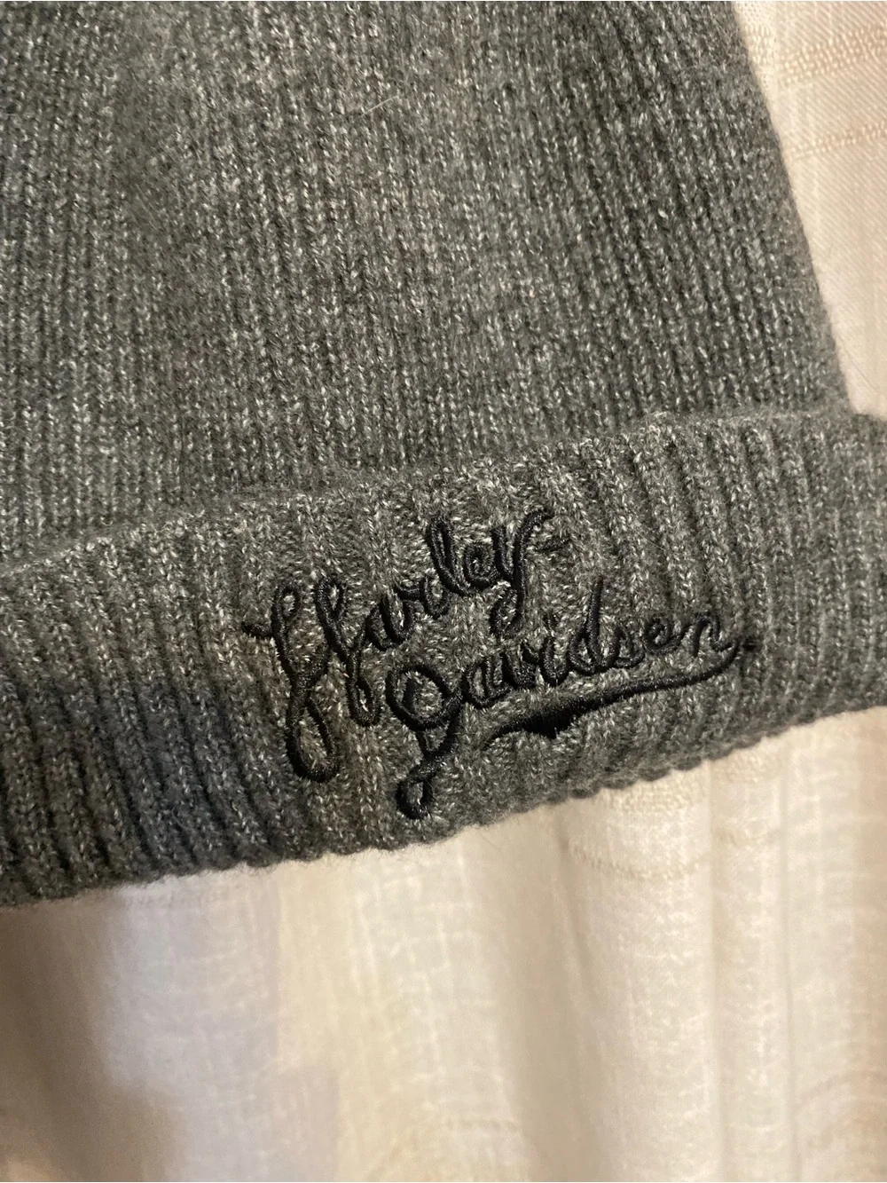Harley-Davidson Gray Ribbed Knit Beanie Beanie and Scarf Matching Set